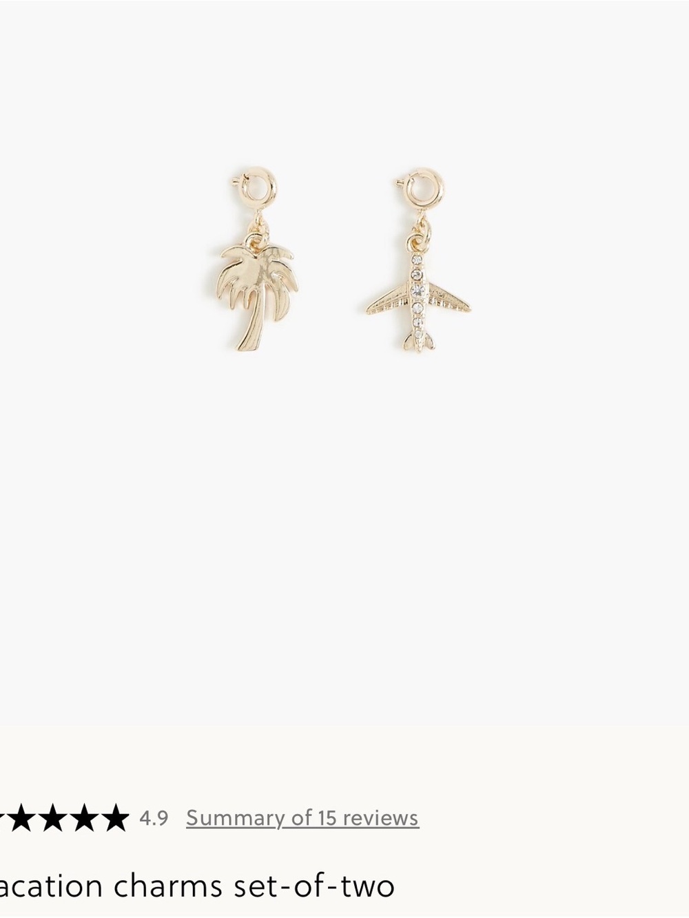 🌴 ✈️ J.Crew Palm Tree and Airplane Charm Set
